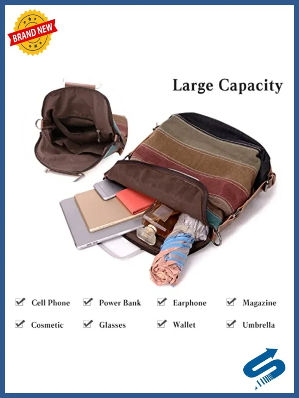 Canvas 3-in-1 Convertible Backpack Shoulder Crossbody Tote for Work Travel